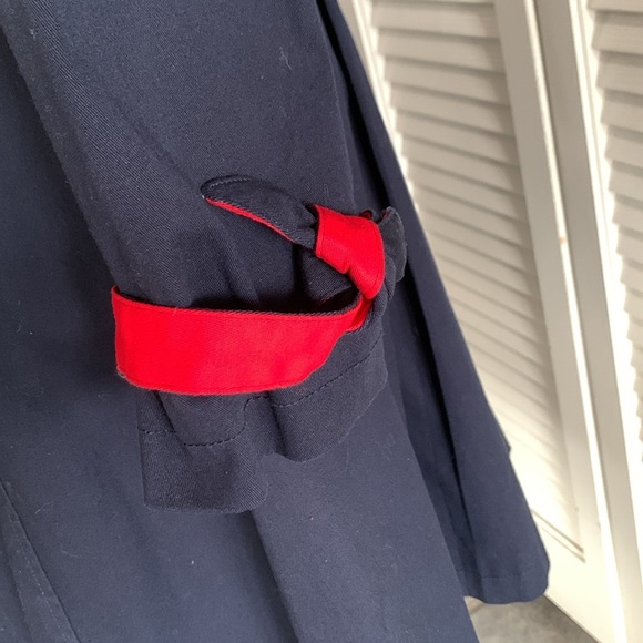 Modcloth Women's Classic Imagination Trench Coat Swing Navy Blue Red NWT Size M - Picture 7 of 16